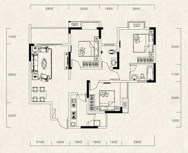 优质户型 廊桥水岸中式传统建筑风格,户型方正